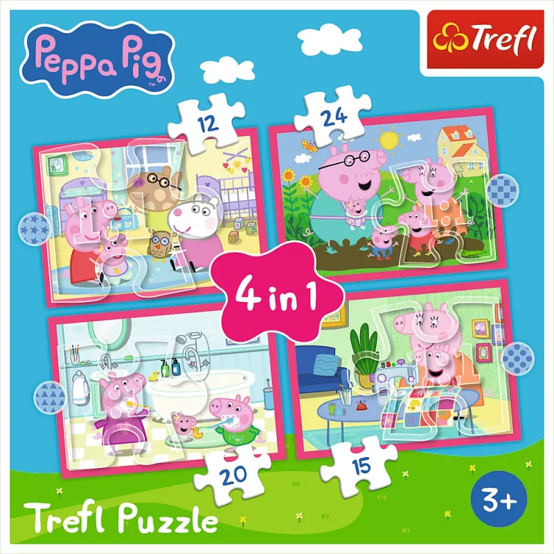 TREFL PUZZEL 4-in-1 Puzzel (12, 15, 20, 24) – Peppa Loves Adventures – Trefl 34672