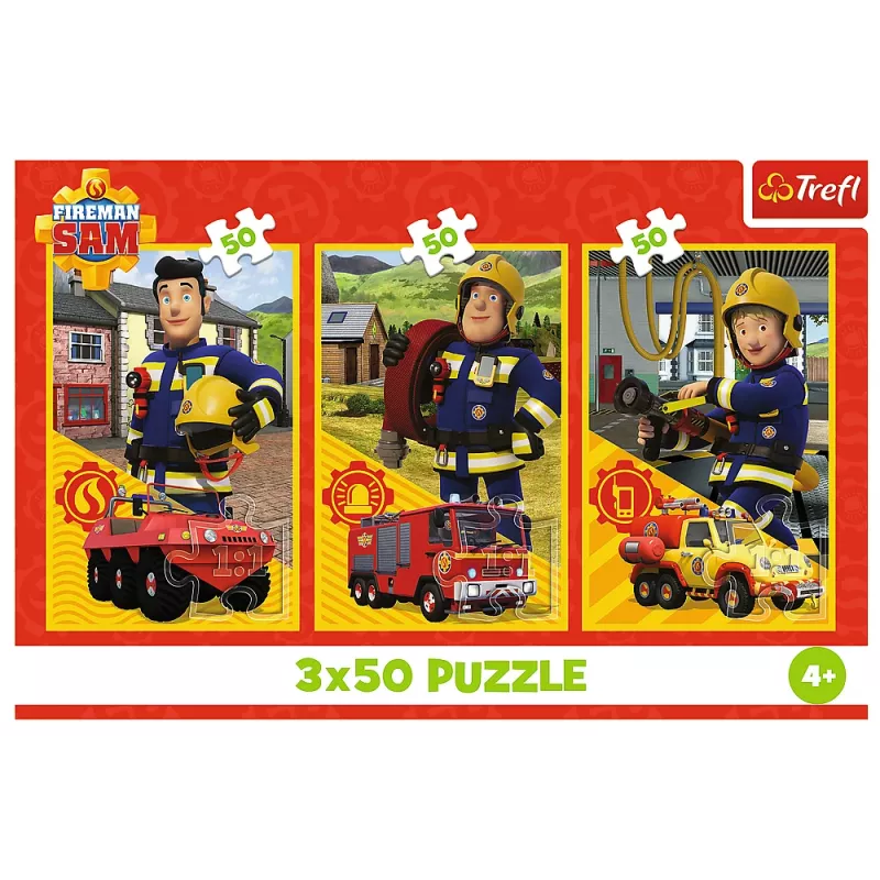 TREFL PUZZLE puzzel - 3x50 - Fireman Sam brandweerkazerne bemanning