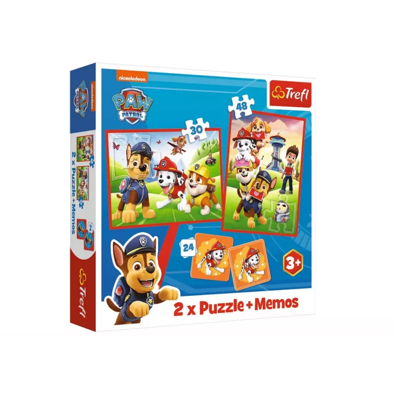 TREFL PUZZLE puzzel + memos 2in1 Paw Patrol Dog Team in Action
