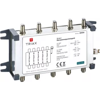 Triax TV 4+1 overspanningsbeveiliging voor coaxiale leidingen en aarding 389056