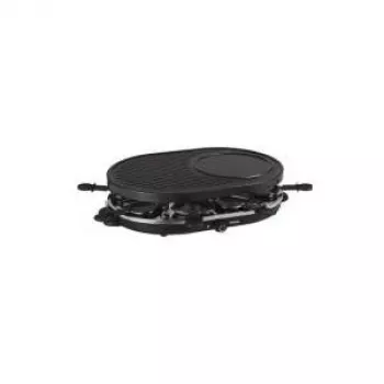Tristar RA-2996 raclette-grill voor 8 personen, 1200 W, antiaanbaklaag keerbare grillplaat, 8 pannetjes, zwart/zilver