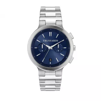 Trussardi herenhorloge R2453164004 43mm RVS blauwe wijzerplaat