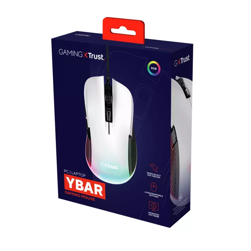 Trust GXT 922W Ybar optische USB gaming muis, 6400 DPI, RGB, zwart