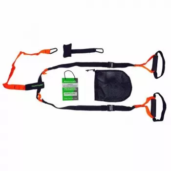 Tunturi 14TUSFU154 Suspension / Sling Trainer – Verstelbare lichaamsgewichtbanden met deuranker, Zwart/Geel