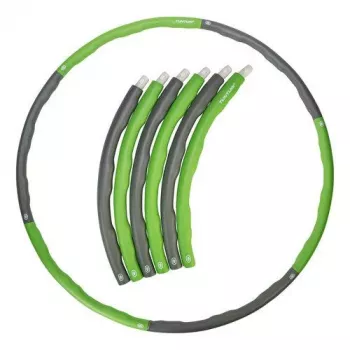 Tunturi Hula Hoop opvouwbare fitnesshoepel - 100 cm, 1,2 kg, grijs/groen