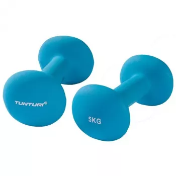 Tunturi neopreen halters 5 kg paar - blauw