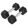 Tunturi Platinum Hex Rubber dumbbell 4 kg paar - zwart/zilver