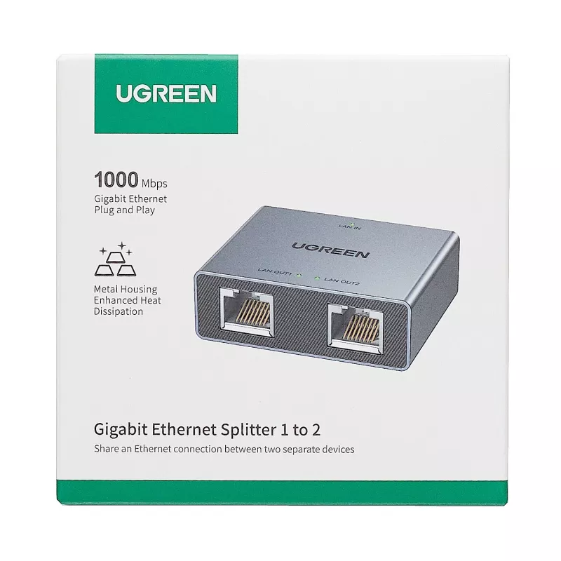 UGREEN NW301 1-to-2 Gigabit Ethernet splitter, 1000 Mbps, RJ45