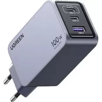 UGREEN 100W GaN Tech Nexode Pro snellader, 1x USB-A & 2x USB-C, Space Grey (15203)