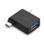 UGREEN 2 in 1 adapter Micro USB Male + USB Type C Male naar USB 3.0 Female zwart
