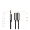 UGREEN 3.5mm aux stereo audiosplitter kabel met vlechtwerk 20cm zwart