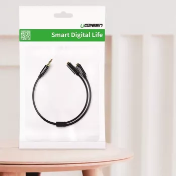 UGREEN 3,5mm hoofdtelefoon splitter kabel AUX Y-splitter 25cm zwart (20816)