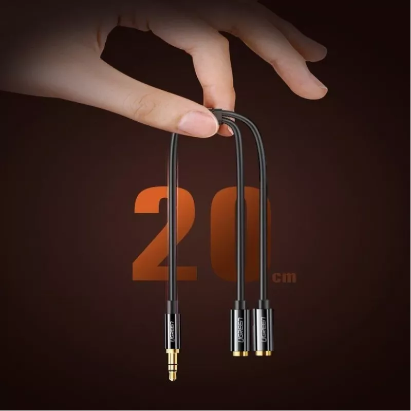 UGREEN 3,5mm hoofdtelefoonsplitterkabel AUX Y-splitter 25cm zwart (20816)