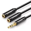 UGREEN 3,5mm hoofdtelefoon splitter kabel AUX Y-splitter 25cm zwart (20816)