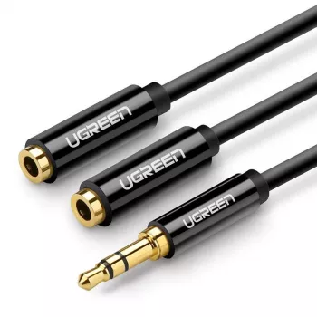 UGREEN 3,5mm hoofdtelefoon splitter kabel AUX Y-splitter 25cm zwart (20816)