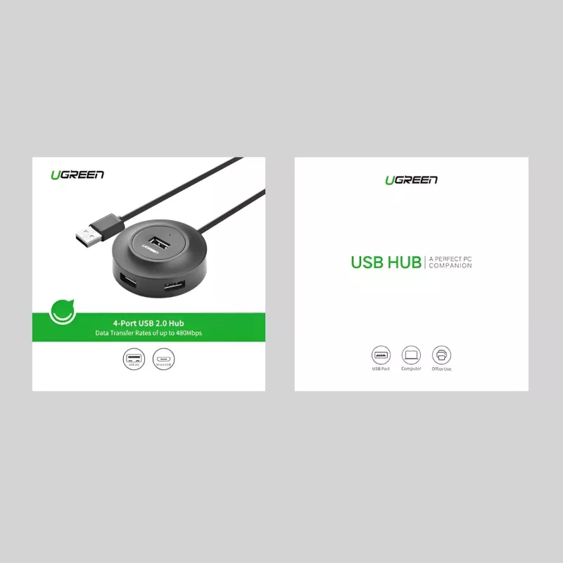 UGREEN 4-in-1 USB 2.0 hub (20777) - zwart