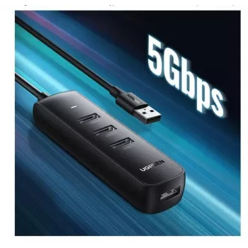 UGREEN 4-in-1 USB Hub 4x USB-A 3.0 PD DC 12V 0,25m Zwart (CM416 10915)