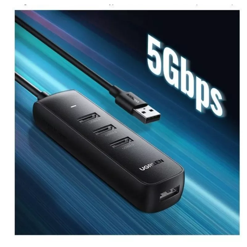 UGREEN 4-in-1 USB Hub 4x USB-A 3.0 PD DC 12V 0,25m Zwart (CM416 10915)