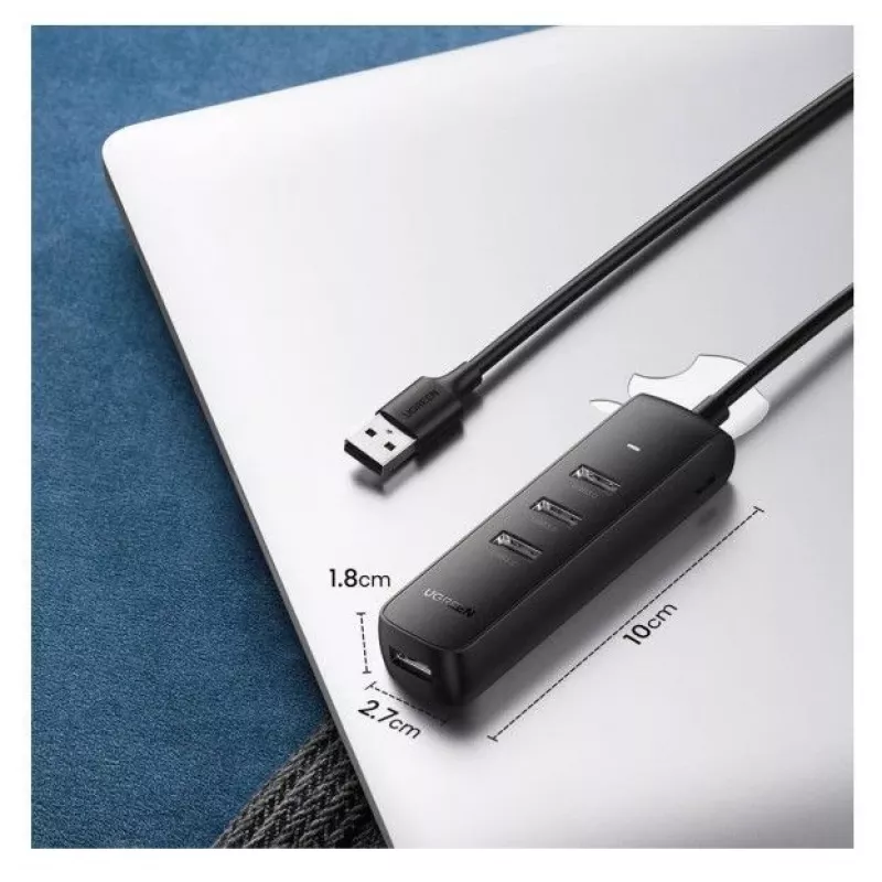 UGREEN 4-in-1 USB Hub 4x USB-A 3.0 PD DC 12V 0,25m Zwart (CM416 10915)