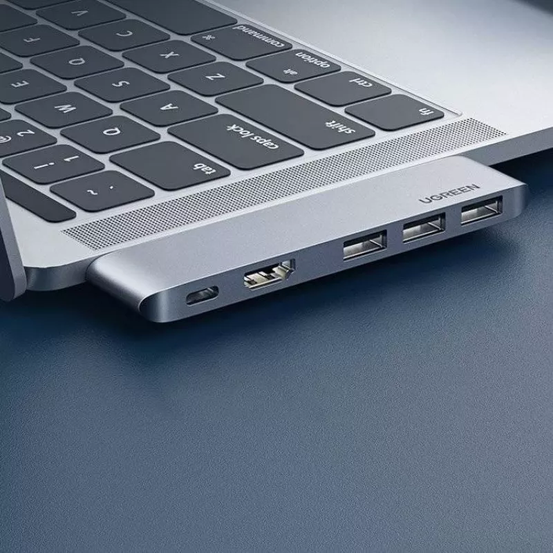 UGREEN 60559 5-in-2 USB-C-hub voor MacBook Pro/Air, USB-C PD 100W, HDMI 4K, 3x USB 3.0