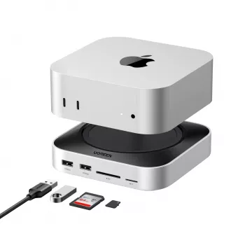UGREEN 65487 USB-C 11-in-1 dockingstation voor Mac Mini M4/M4 Pro met M.2-SSD-slot, Space Grey