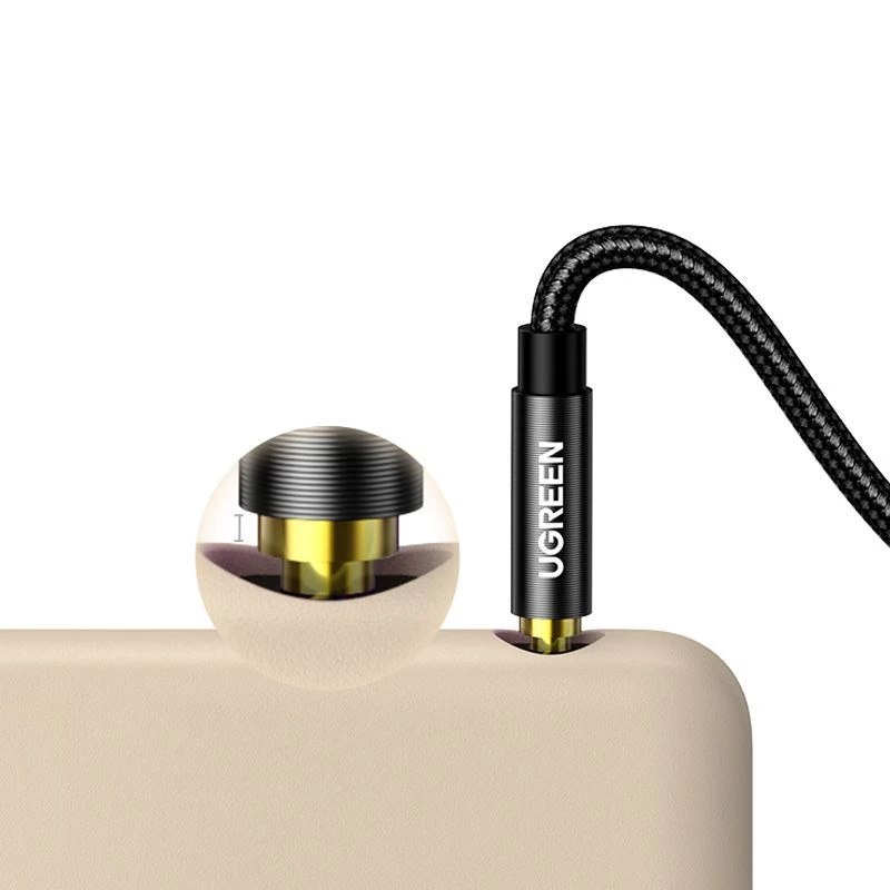 UGREEN AUX audiokabel 3,5 mm haakse stekker 2 m blauw (AV112)