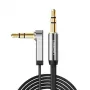 UGREEN AV119 3,5-mm platte aux-kabel met haakse stekker, 2 m - zwart/zilver