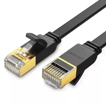 UGREEN Cat 7 STP Ethernet patchkabel 10m zwart plat RJ45 LAN 10 Gbps