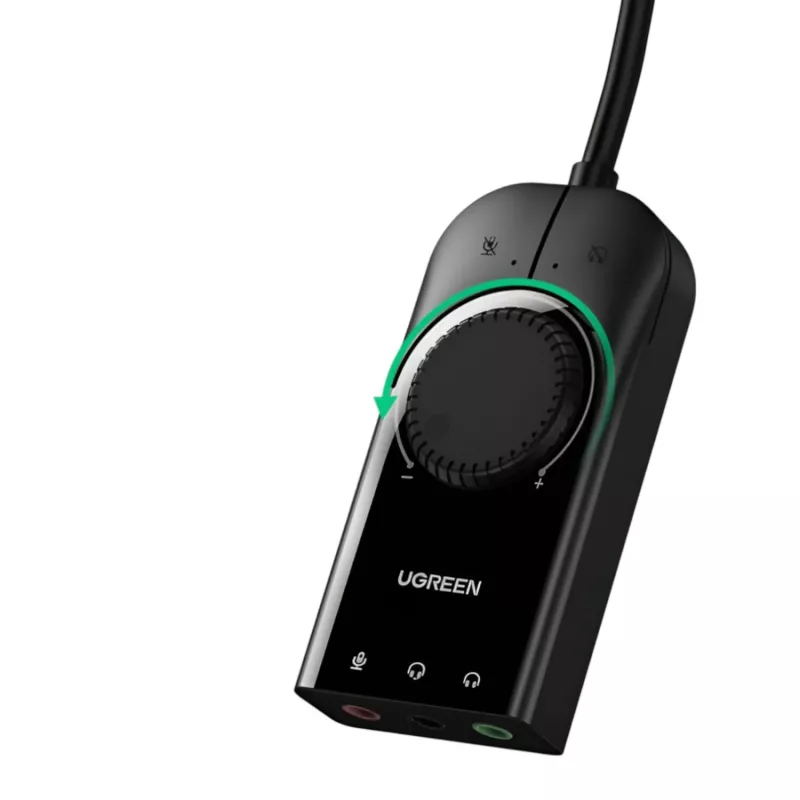UGREEN CM129 USB-A naar 3,5mm externe stereo-sound-adapter - zwart