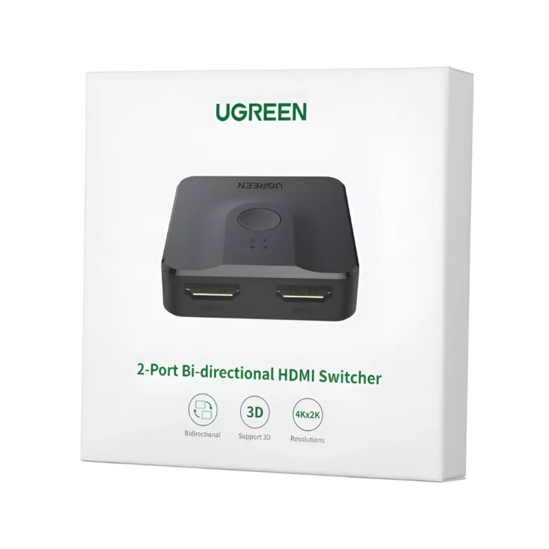 UGREEN CM217-50966 2-in-1 bidirectionele 4K HDMI-schakelaar - zwart