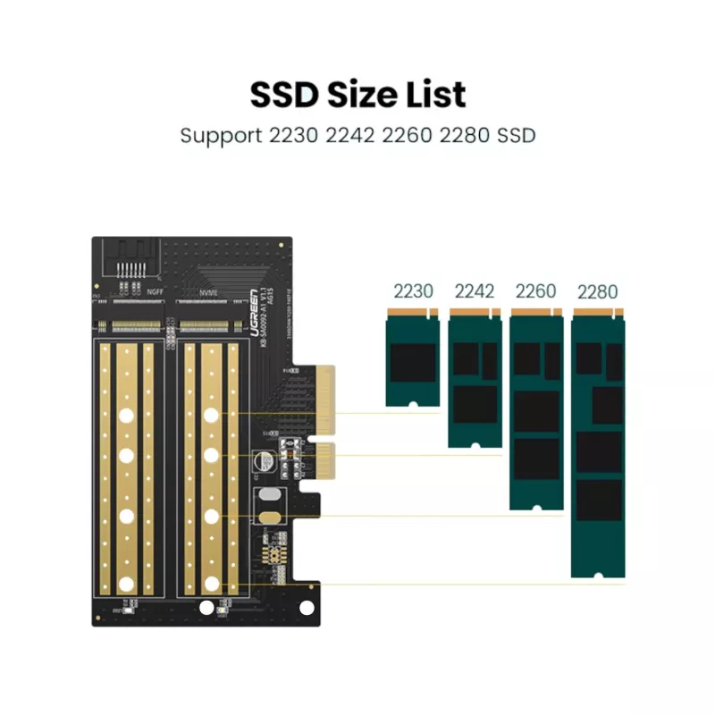 UGREEN CM302 M.2 NVMe naar PCIe 3.0 x4 adapterkaart