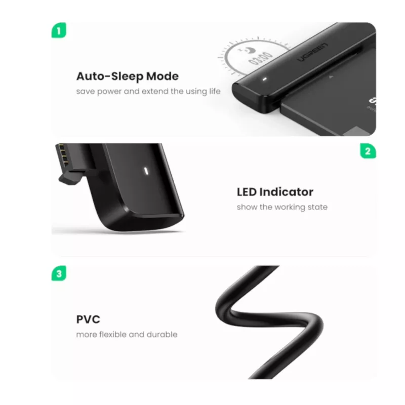 UGREEN CM321 USB-C naar 2,5 inch SATA HDD/SSD converterkabel 5Gbps zwart