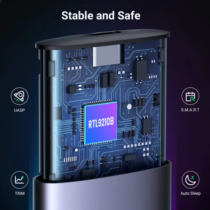 UGREEN CM400-90264 M.2 NVMe/SATA SSD-behuizing 10Gbps USB-C 3.2 Gen 2 gereedschapsloos aluminium zilver