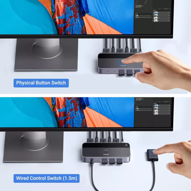 UGREEN CM664 KVM-switch HDMI 2x1 4K@60Hz zwart