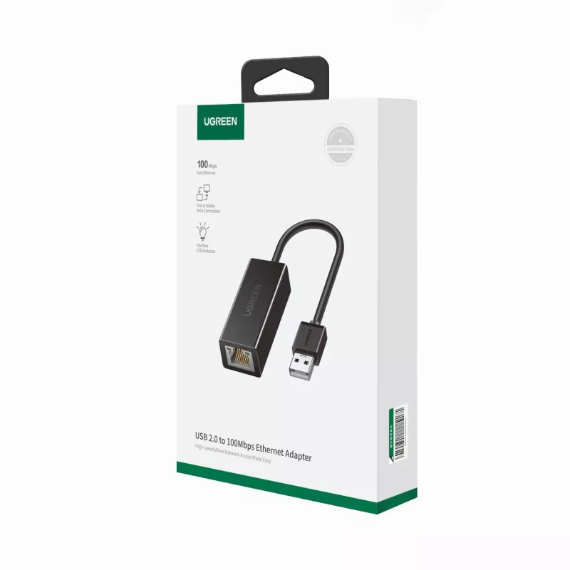UGREEN CR110 USB 2.0 naar RJ45 ethernet-adapter - zwart
