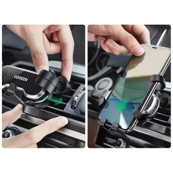 UGREEN Gravity auto telefoonhouder houder voor dashboard voorruit, universele smartphone-houder met sterke zuignap, 360° draaiing, telescooparm, eenknops ontgrendeling, zwart