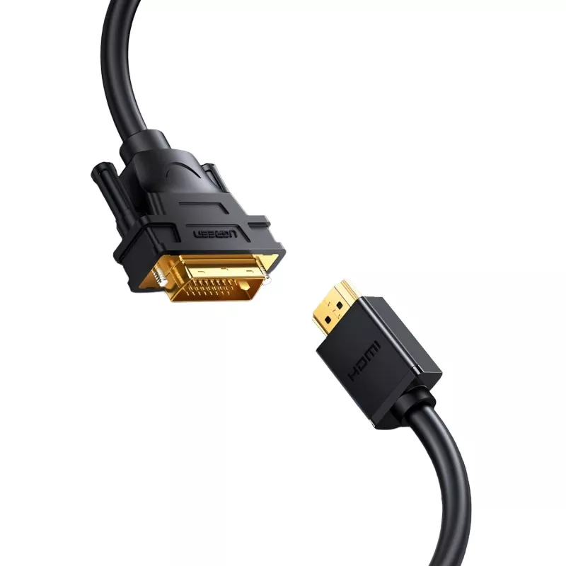 UGREEN HD106 HDMI-naar-DVI-kabel, 2m, zwart, 1080p, verguld, drievoudig afgeschermd