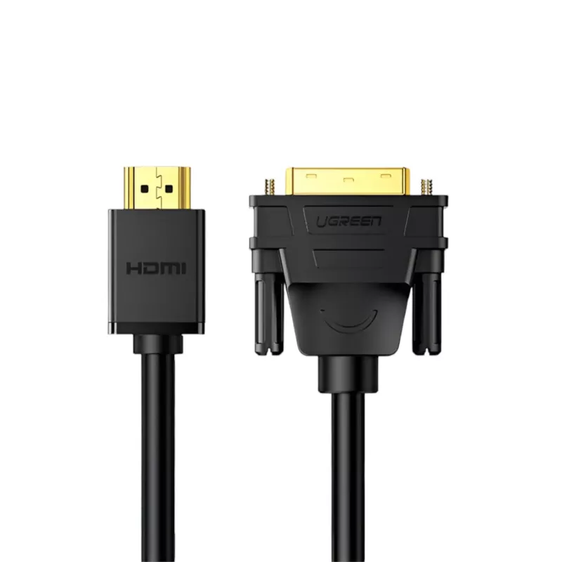 UGREEN HD106 HDMI-naar-DVI-kabel, 2m, zwart, 1080p, verguld, drievoudig afgeschermd