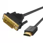 UGREEN HD106 HDMI-naar-DVI-kabel, 2m, zwart, 1080p, verguld, drievoudig afgeschermd