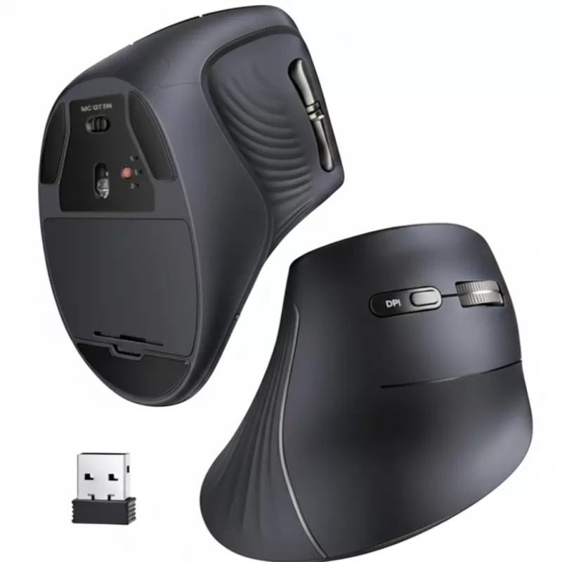 UGREEN multi-mode verticale muis Bluetooth en 2.4G draadloos – zwart