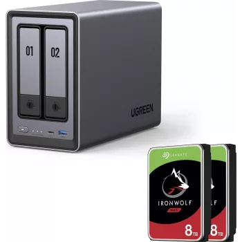UGREEN NASync DXP2800 2-bay NAS met 16TB (2x 8TB Seagate IronWolf) Intel N100 8GB DDR5