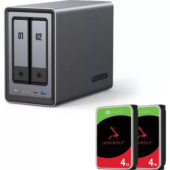 UGREEN NASync DXP2800 2-bay NAS met 8TB (2x Seagate IronWolf 4TB), Intel N100, 2.5GbE