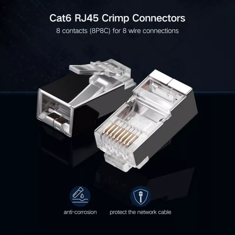 UGREEN NW111 RJ45 Cat6 ethernet netwerkstekker 100-pack - Zilver/Transparant