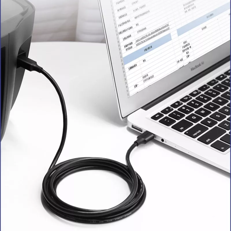 UGREEN US135 USB 2.0 A-B kabel, verguld, 2 m, zwart