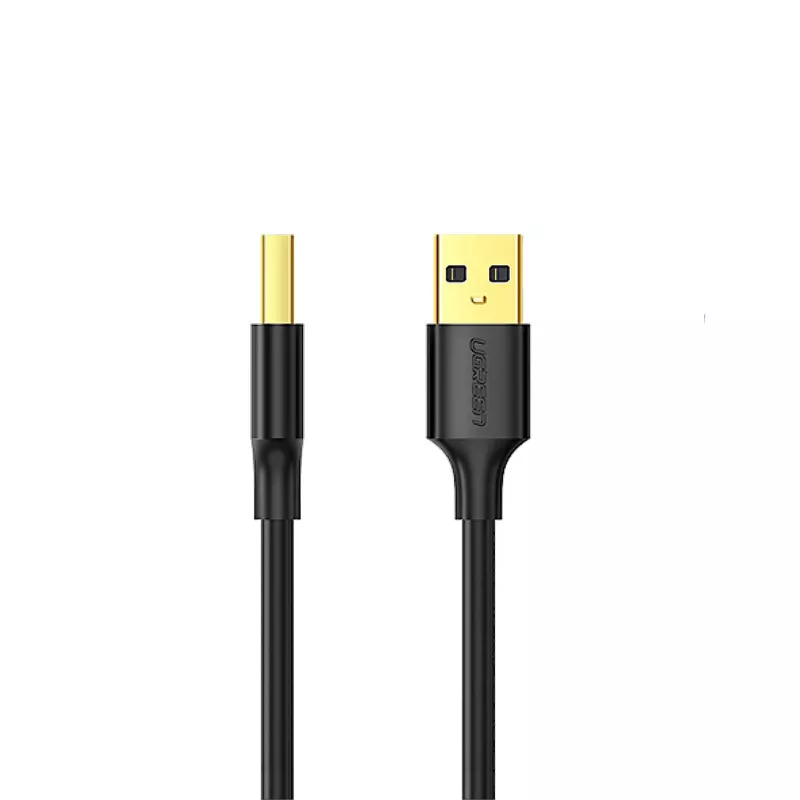 UGREEN US135 USB 2.0 A-B kabel, verguld, 2 m, zwart