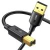 UGREEN US135 USB 2.0 A-B kabel, verguld, 2 m, zwart