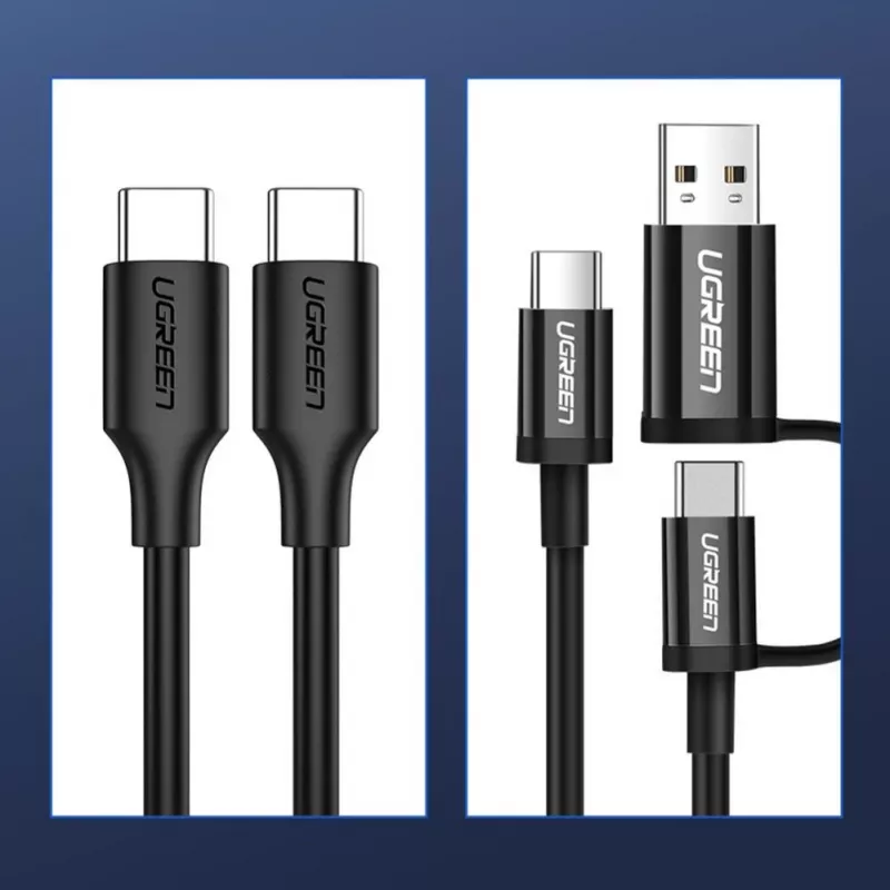 UGREEN US286 USB-C naar USB-C kabel 1m zwart - PD QC 3A 480Mbps