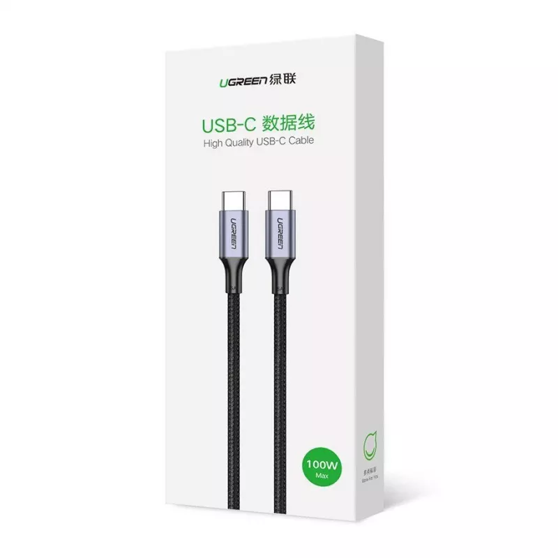 UGREEN US316 USB-C naar USB-C kabel 100W 5A 480Mbps 1m zwart