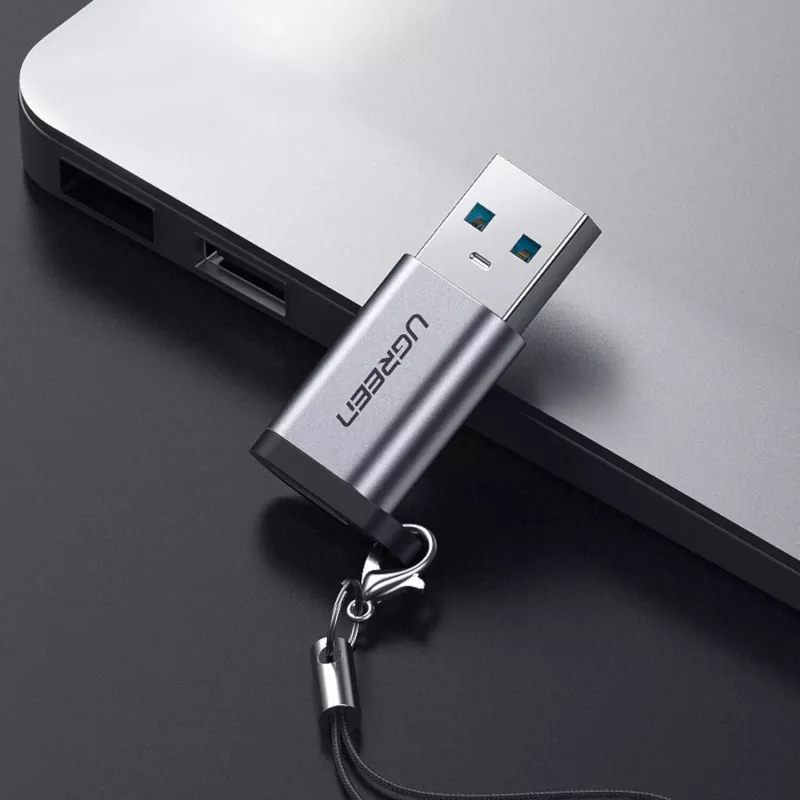 UGREEN USB 3.0 stekker naar Type-C 3.1 bus adapter, gegevensoverdracht en opladen, Space Gray