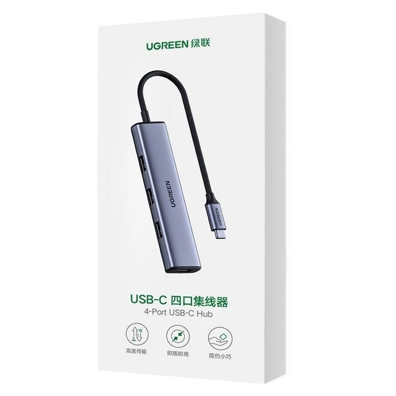 UGREEN USB-C hub 4-poorts USB 3.2 Gen 1 zilver